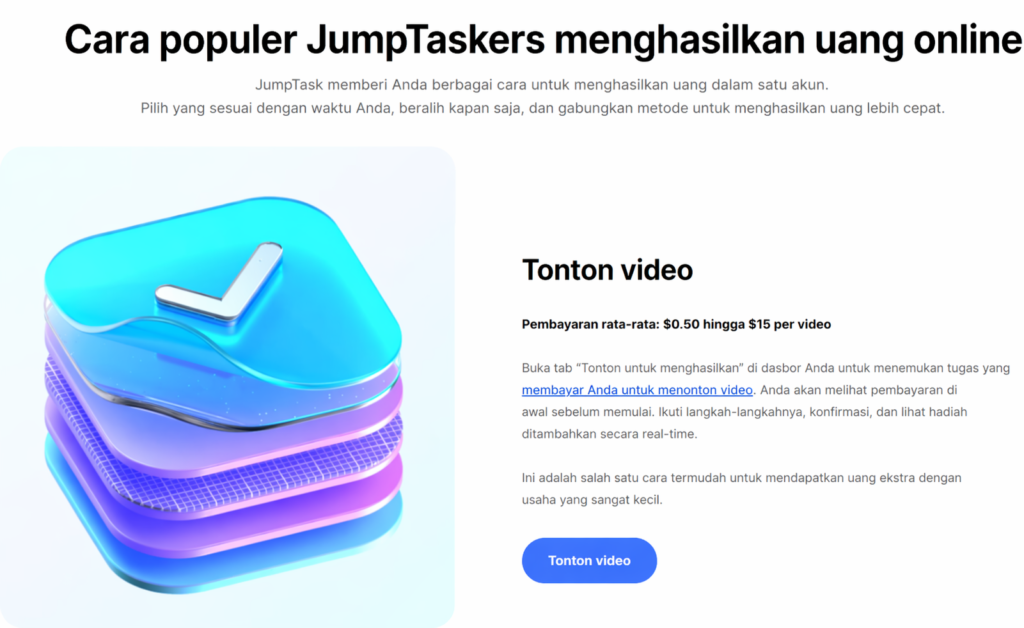 Tonton Video & Hasilkan Uang di JumpTask: Cara Sederhana untuk Meningkatkan Penghasilan Anda